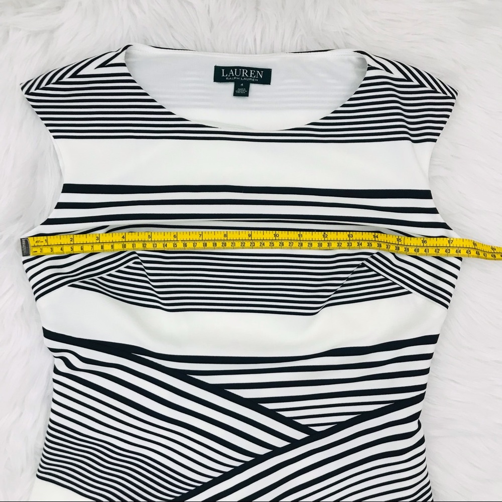 Lauren Ralph Lauren Black White Stripped Boat Neck Dress - Picture 9 of 10